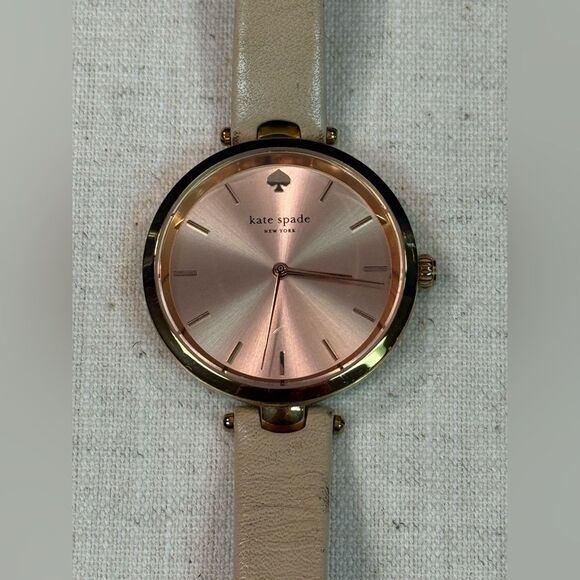 Kate Spade Holland Rose Gold Dial Beige Leather Band Watch main image 6